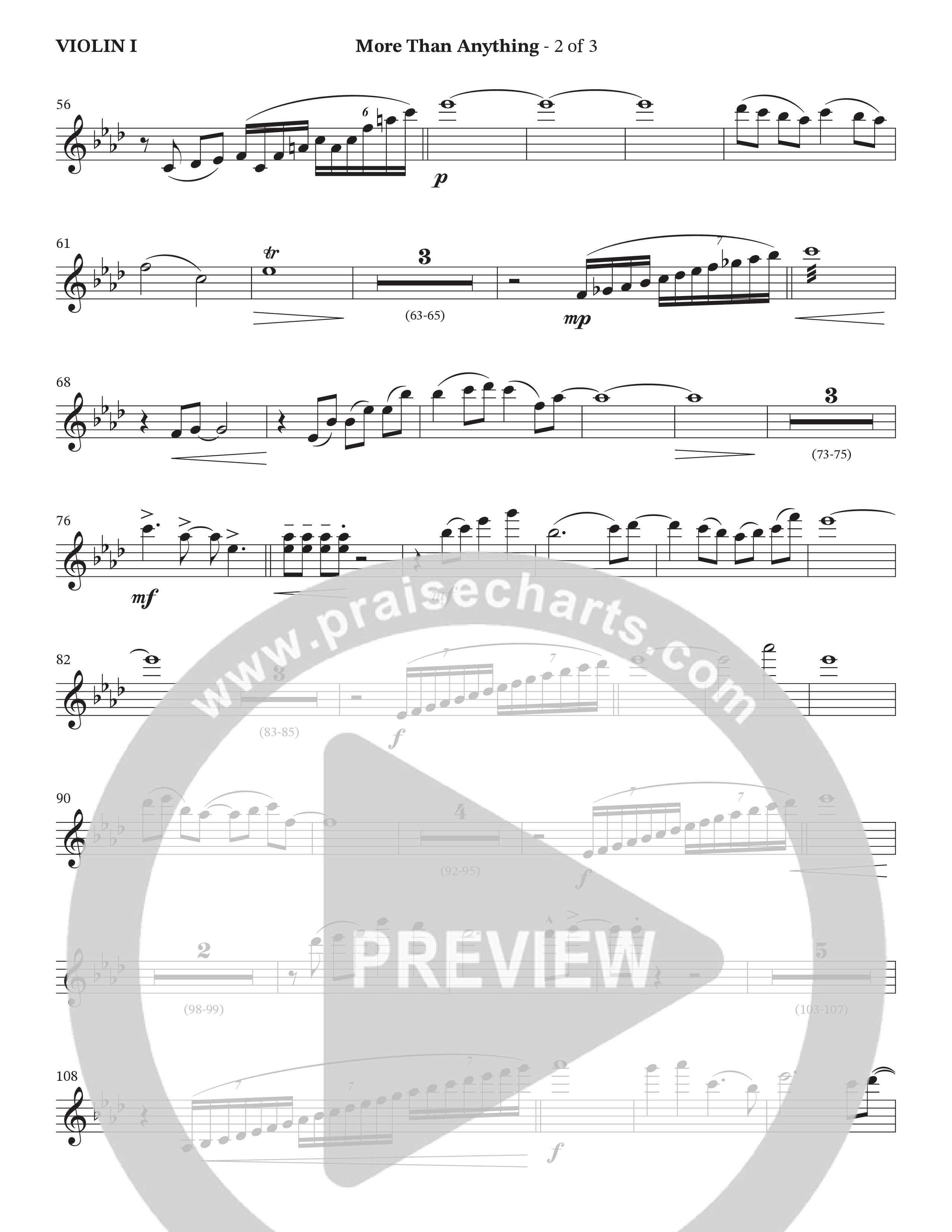 More Than Anything (Choral Anthem SATB) Violin 1 (The Brooklyn Tabernacle Choir / Arr. Carol Cymbala / Orch. J. Daniel Smith)