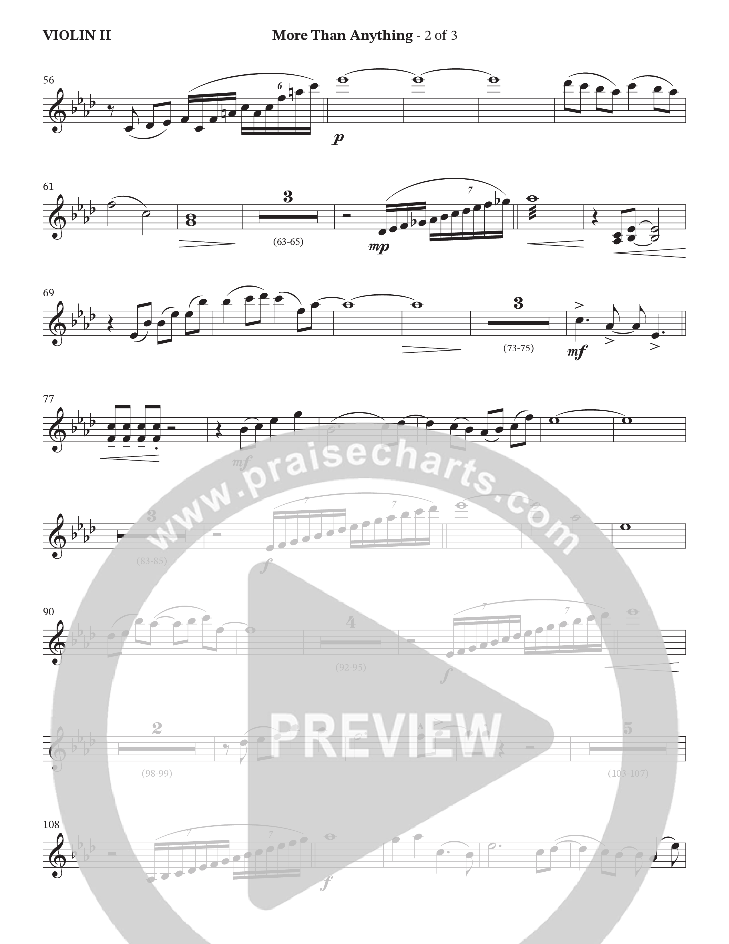 More Than Anything (Choral Anthem SATB) Violin 2 (The Brooklyn Tabernacle Choir / Arr. Carol Cymbala / Orch. J. Daniel Smith)