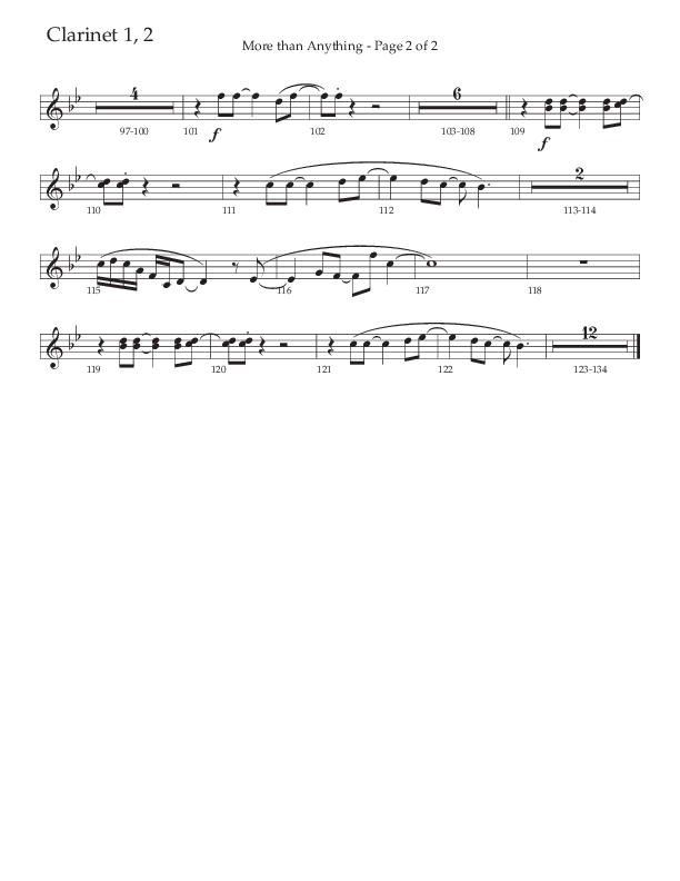 More Than Anything (Choral Anthem SATB) Clarinet 1/2 (The Brooklyn Tabernacle Choir / Arr. Carol Cymbala / Orch. J. Daniel Smith)