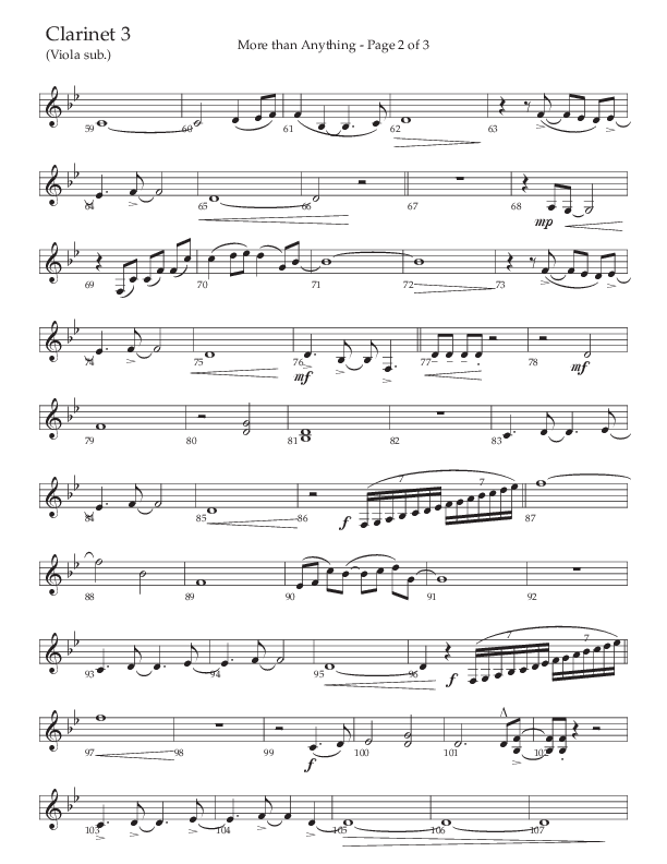 More Than Anything (Choral Anthem SATB) Clarinet 3 (The Brooklyn Tabernacle Choir / Arr. Carol Cymbala / Orch. J. Daniel Smith)