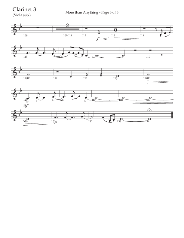 More Than Anything (Choral Anthem SATB) Clarinet 3 (The Brooklyn Tabernacle Choir / Arr. Carol Cymbala / Orch. J. Daniel Smith)