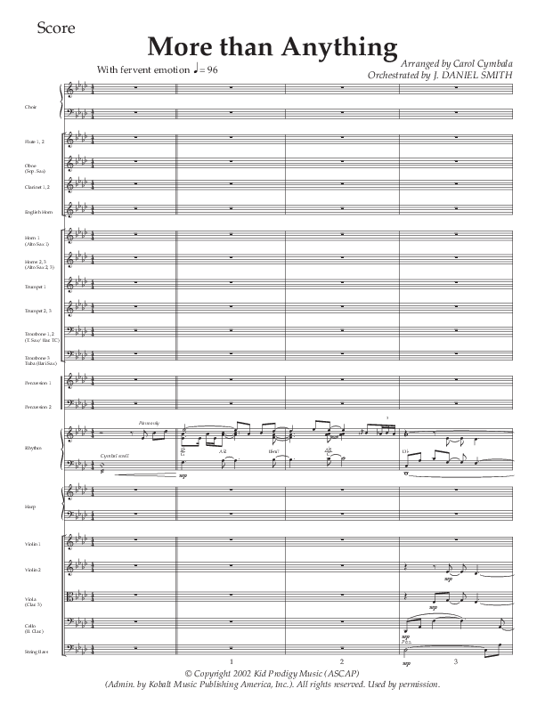 More Than Anything (Choral Anthem SATB) Orchestration (The Brooklyn Tabernacle Choir / Arr. Carol Cymbala / Orch. J. Daniel Smith)
