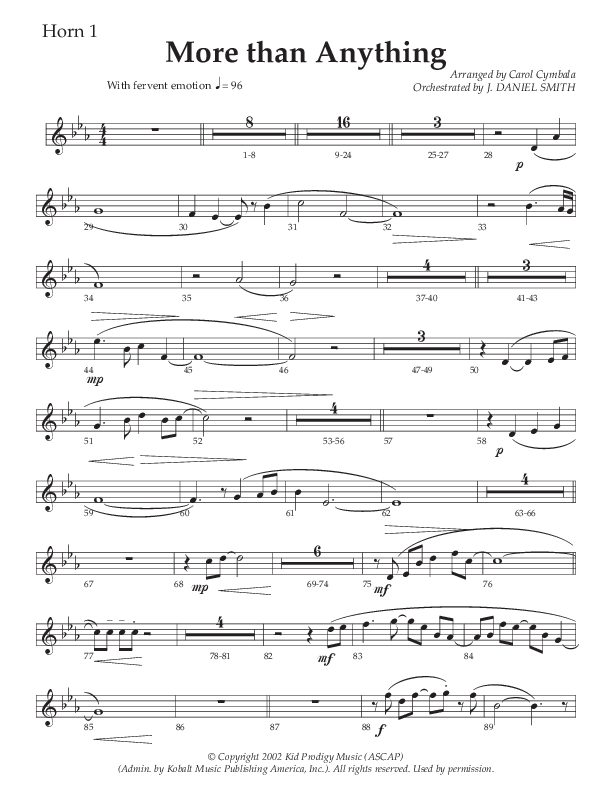 More Than Anything (Choral Anthem SATB) French Horn 1 (The Brooklyn Tabernacle Choir / Arr. Carol Cymbala / Orch. J. Daniel Smith)