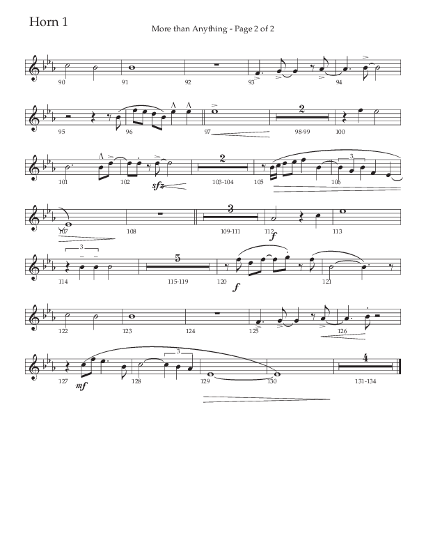 More Than Anything (Choral Anthem SATB) French Horn 1 (The Brooklyn Tabernacle Choir / Arr. Carol Cymbala / Orch. J. Daniel Smith)