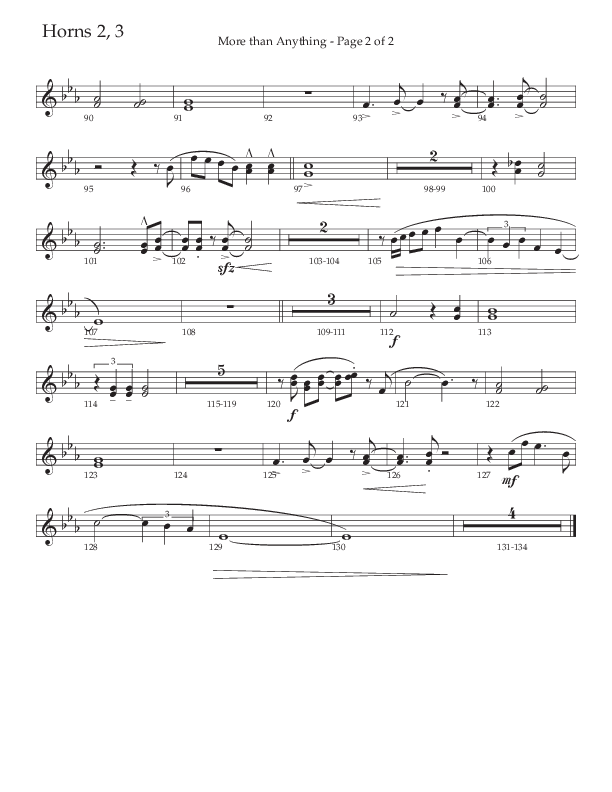 More Than Anything (Choral Anthem SATB) French Horn 2 (The Brooklyn Tabernacle Choir / Arr. Carol Cymbala / Orch. J. Daniel Smith)
