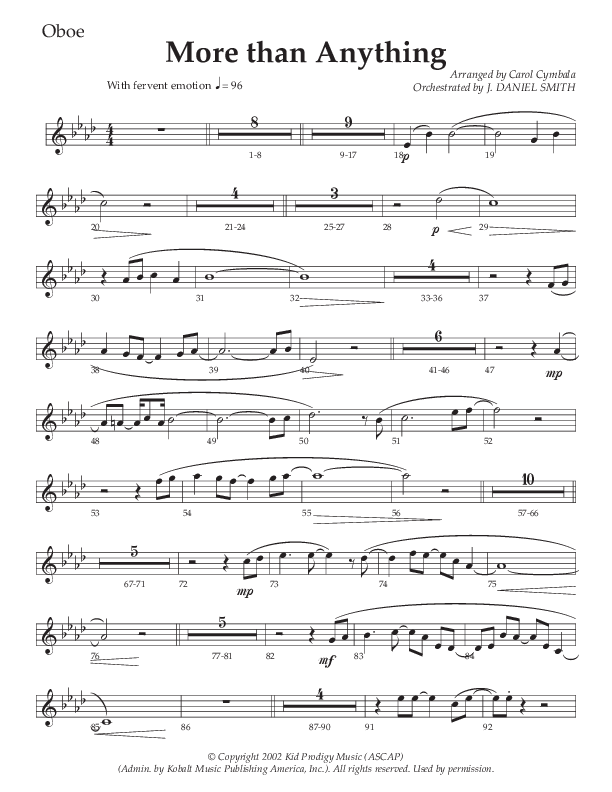More Than Anything (Choral Anthem SATB) Oboe (The Brooklyn Tabernacle Choir / Arr. Carol Cymbala / Orch. J. Daniel Smith)