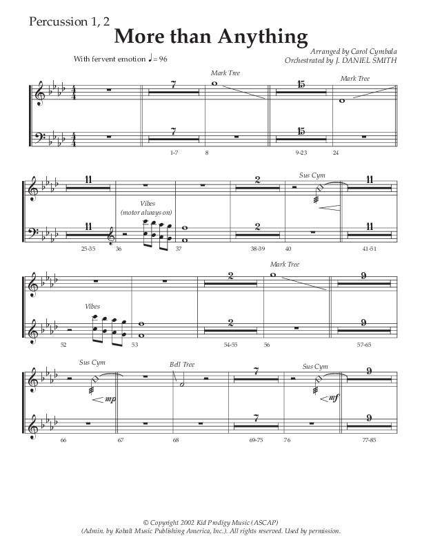 More Than Anything (Choral Anthem SATB) Percussion 1/2 (The Brooklyn Tabernacle Choir / Arr. Carol Cymbala / Orch. J. Daniel Smith)