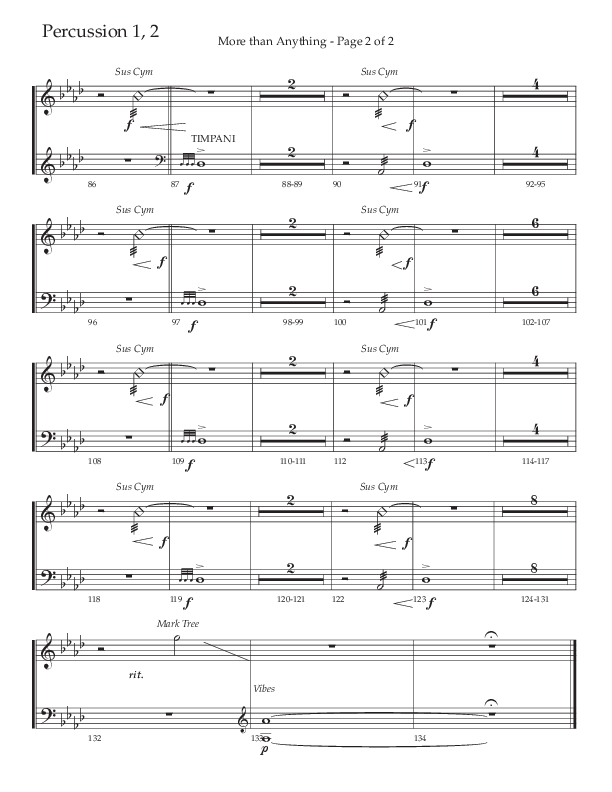 More Than Anything (Choral Anthem SATB) Percussion 1/2 (The Brooklyn Tabernacle Choir / Arr. Carol Cymbala / Orch. J. Daniel Smith)
