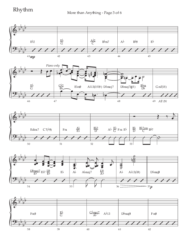 More Than Anything (Choral Anthem SATB) Rhythm Chart (The Brooklyn Tabernacle Choir / Arr. Carol Cymbala / Orch. J. Daniel Smith)
