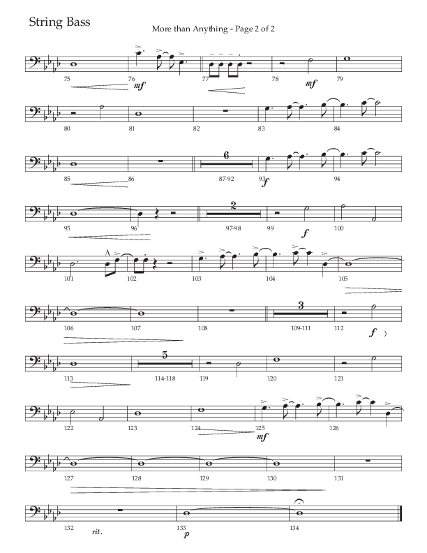 More Than Anything (Choral Anthem SATB) String Bass (The Brooklyn Tabernacle Choir / Arr. Carol Cymbala / Orch. J. Daniel Smith)