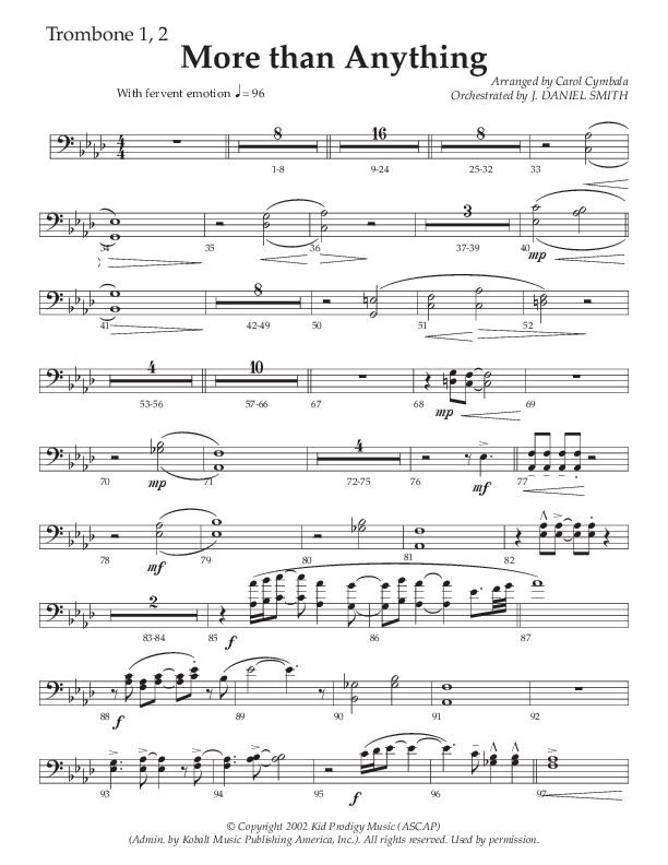More Than Anything (Choral Anthem SATB) Trombone 1/2 (The Brooklyn Tabernacle Choir / Arr. Carol Cymbala / Orch. J. Daniel Smith)