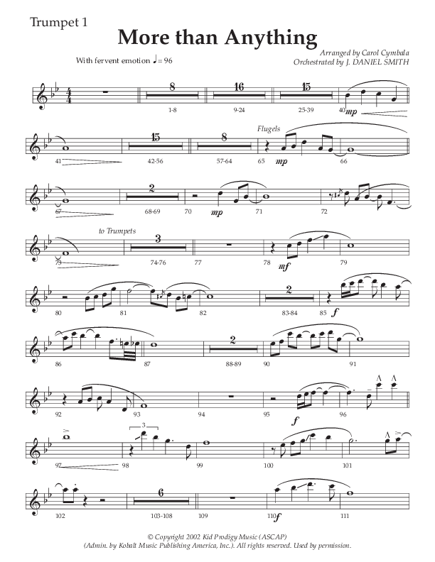 More Than Anything (Choral Anthem SATB) Trumpet 1 (The Brooklyn Tabernacle Choir / Arr. Carol Cymbala / Orch. J. Daniel Smith)
