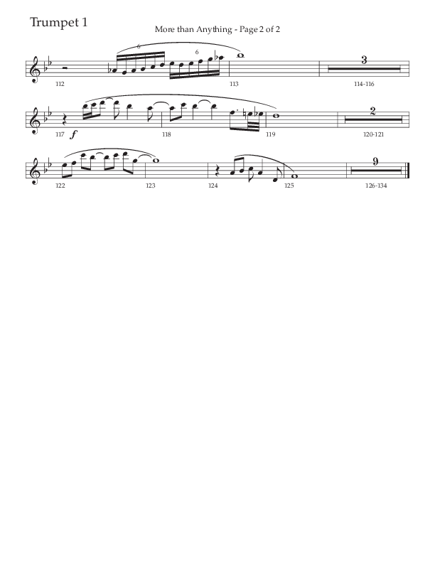 More Than Anything (Choral Anthem SATB) Trumpet 1 (The Brooklyn Tabernacle Choir / Arr. Carol Cymbala / Orch. J. Daniel Smith)