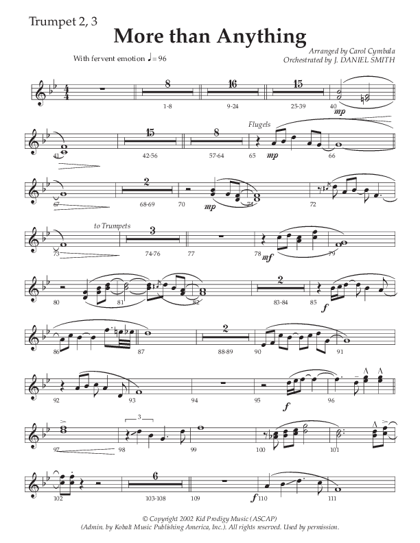 More Than Anything (Choral Anthem SATB) Trumpet 2/3 (The Brooklyn Tabernacle Choir / Arr. Carol Cymbala / Orch. J. Daniel Smith)