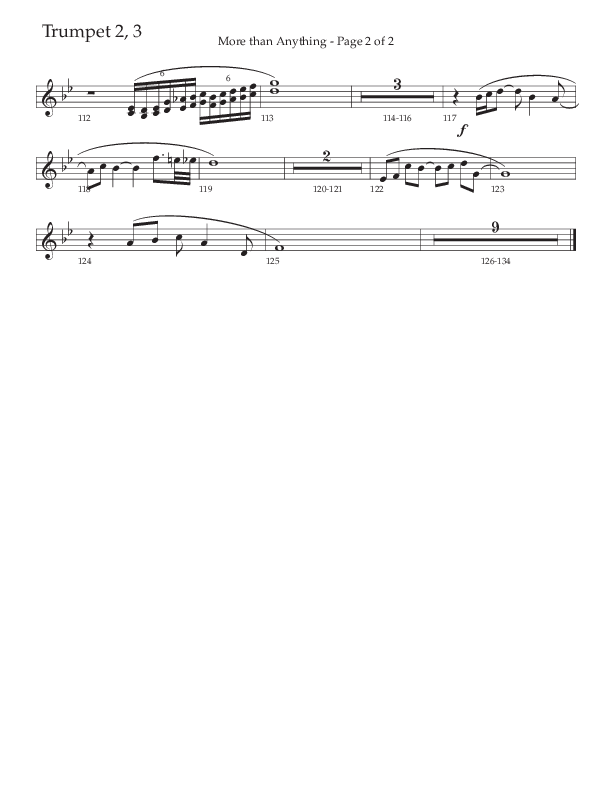 More Than Anything (Choral Anthem SATB) Trumpet 2/3 (The Brooklyn Tabernacle Choir / Arr. Carol Cymbala / Orch. J. Daniel Smith)