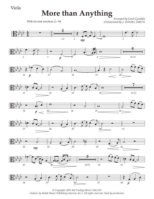 More Than Anything (Choral Anthem SATB) Viola (The Brooklyn Tabernacle Choir / Arr. Carol Cymbala / Orch. J. Daniel Smith)