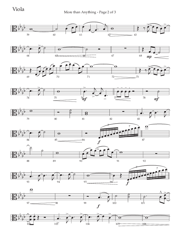 More Than Anything (Choral Anthem SATB) Viola (The Brooklyn Tabernacle Choir / Arr. Carol Cymbala / Orch. J. Daniel Smith)