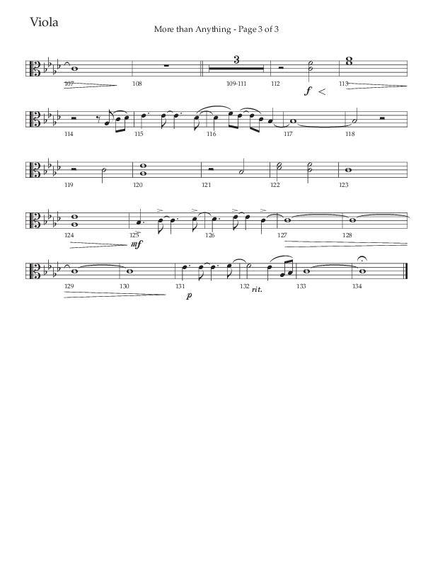 More Than Anything (Choral Anthem SATB) Viola (The Brooklyn Tabernacle Choir / Arr. Carol Cymbala / Orch. J. Daniel Smith)