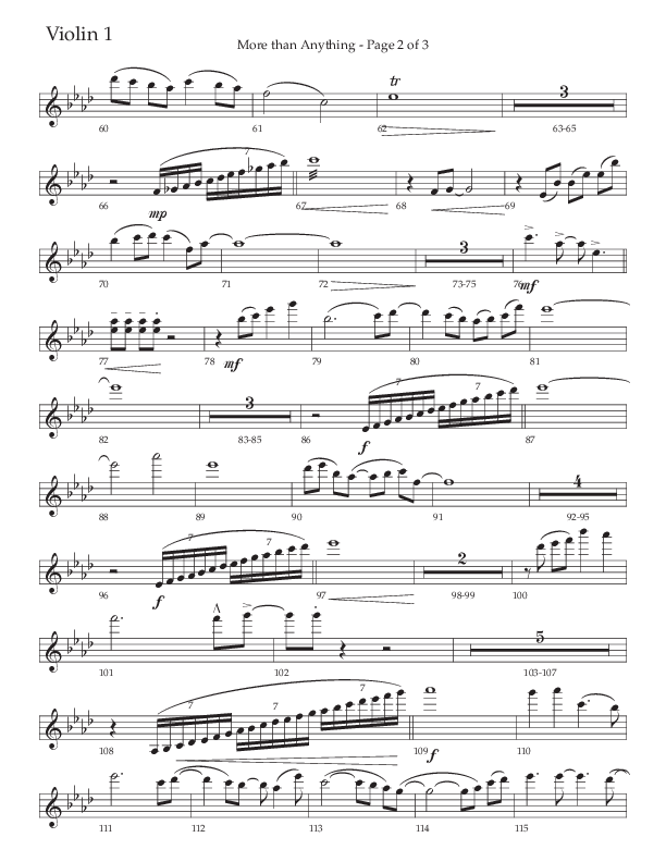 More Than Anything (Choral Anthem SATB) Violin 1 (The Brooklyn Tabernacle Choir / Arr. Carol Cymbala / Orch. J. Daniel Smith)