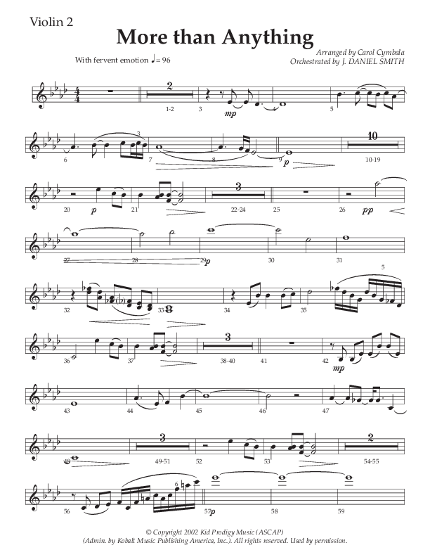 More Than Anything (Choral Anthem SATB) Violin 2 (The Brooklyn Tabernacle Choir / Arr. Carol Cymbala / Orch. J. Daniel Smith)