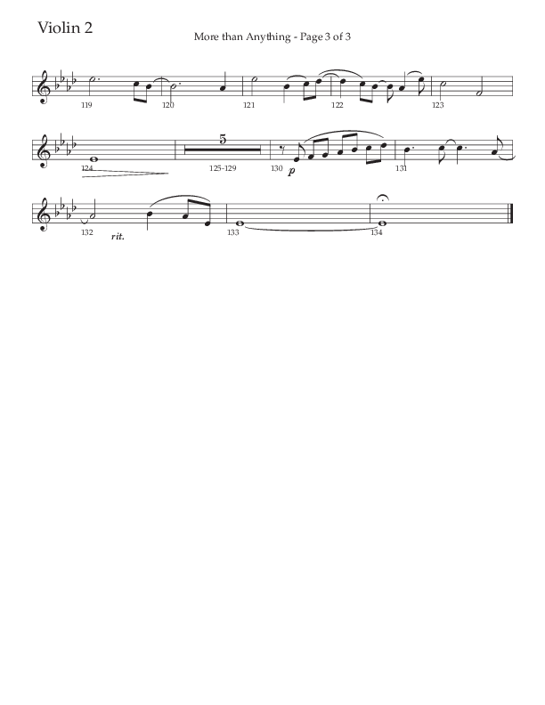 More Than Anything (Choral Anthem SATB) Violin 2 (The Brooklyn Tabernacle Choir / Arr. Carol Cymbala / Orch. J. Daniel Smith)