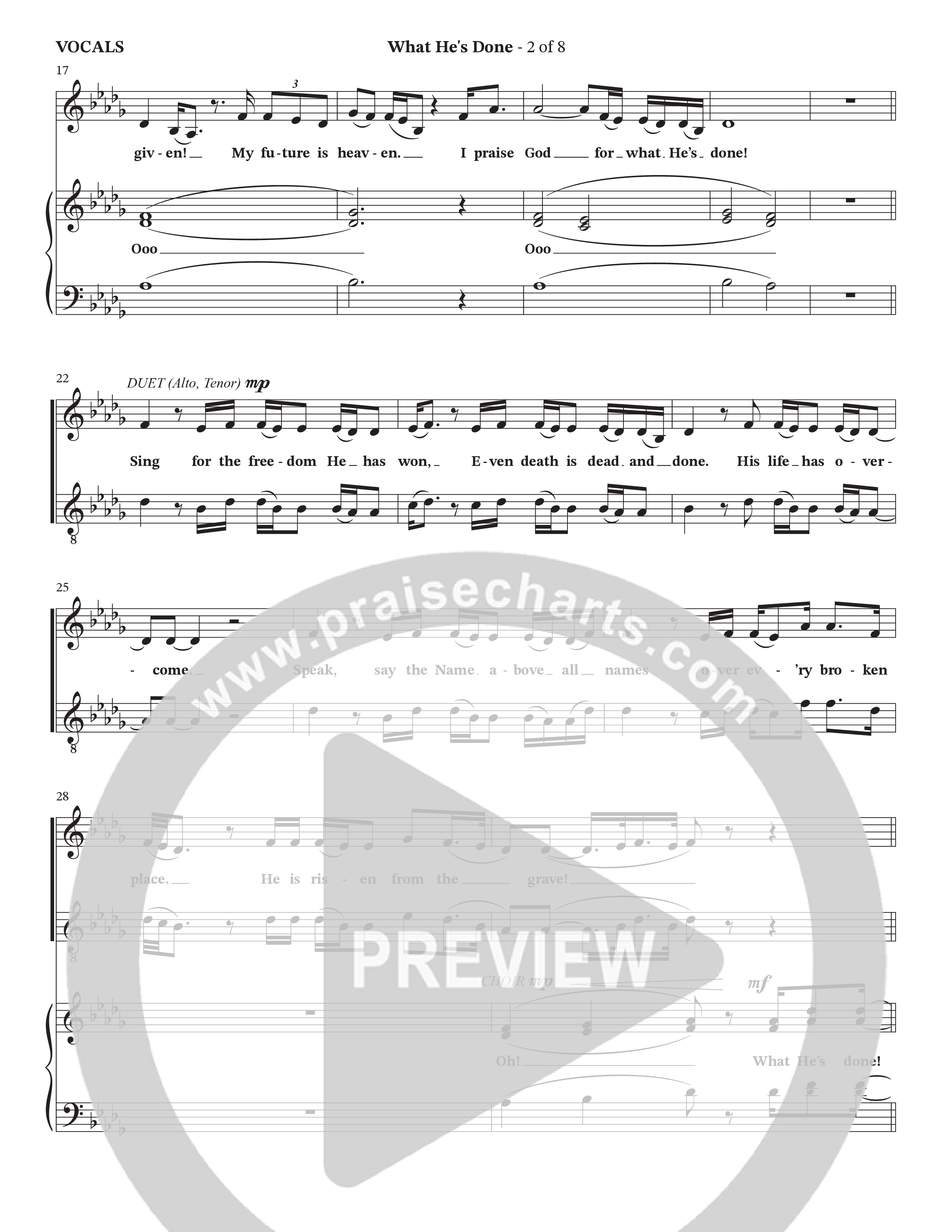 What He's Done (Choral Anthem SATB) Choir Sheet (SATB) (The Brooklyn Tabernacle Choir / Arr. Carol Cymbala / Orch. J. Daniel Smith)