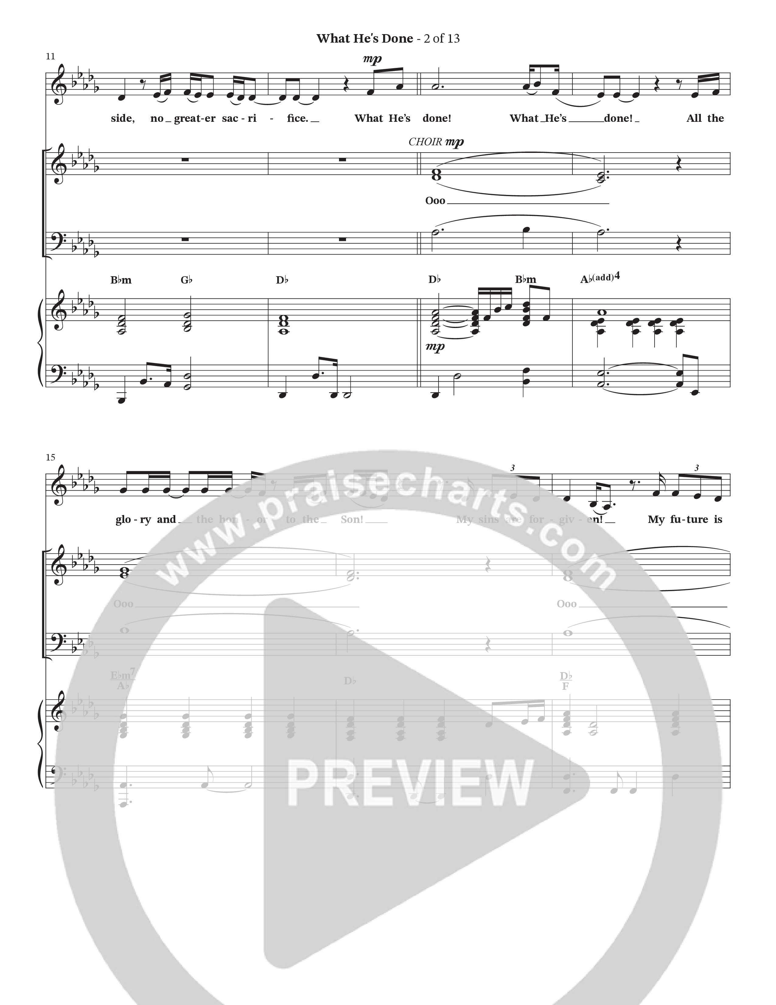 What He's Done (Choral Anthem SATB) Anthem (SATB/Piano) (The Brooklyn Tabernacle Choir / Arr. Carol Cymbala / Orch. J. Daniel Smith)