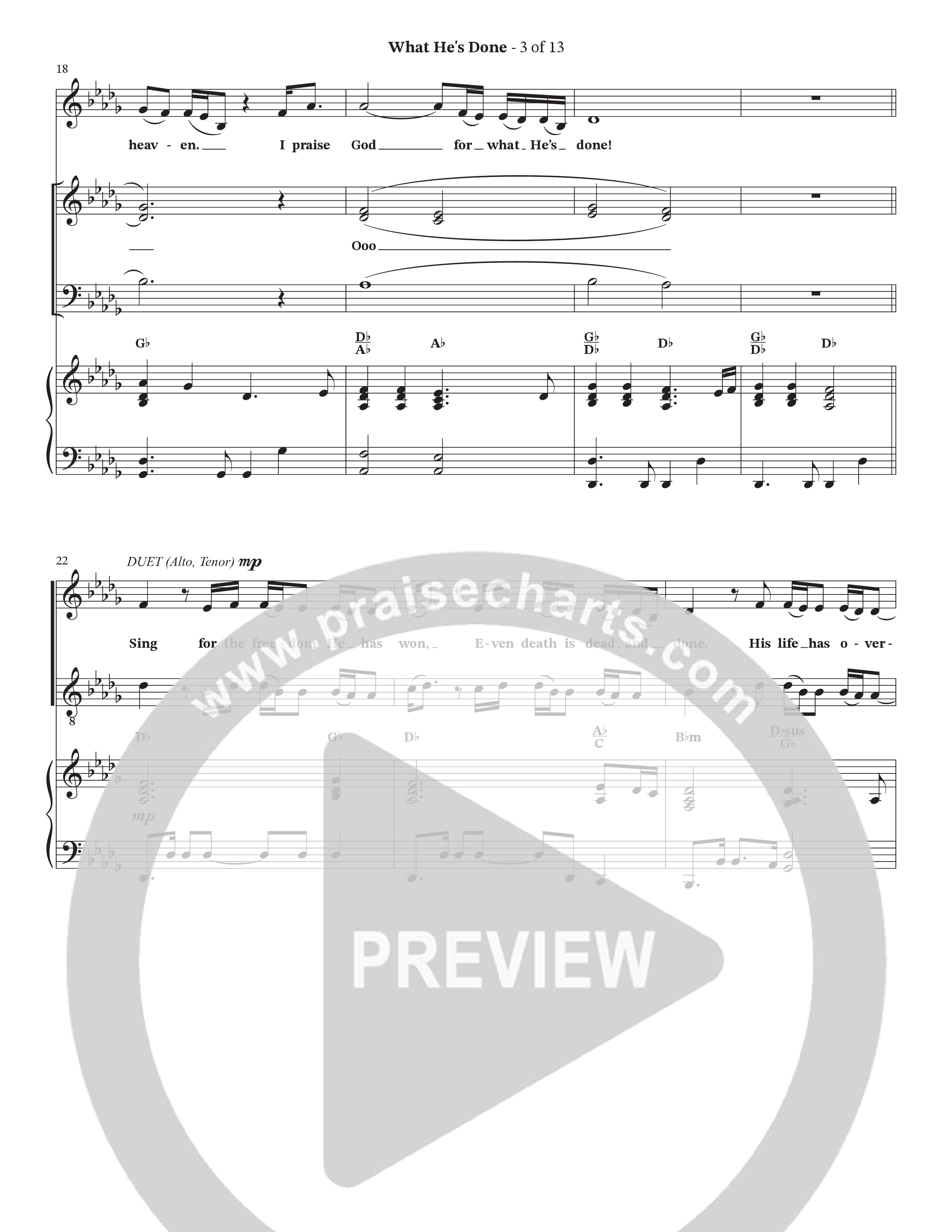 What He's Done (Choral Anthem SATB) Anthem (SATB/Piano) (The Brooklyn Tabernacle Choir / Arr. Carol Cymbala / Orch. J. Daniel Smith)