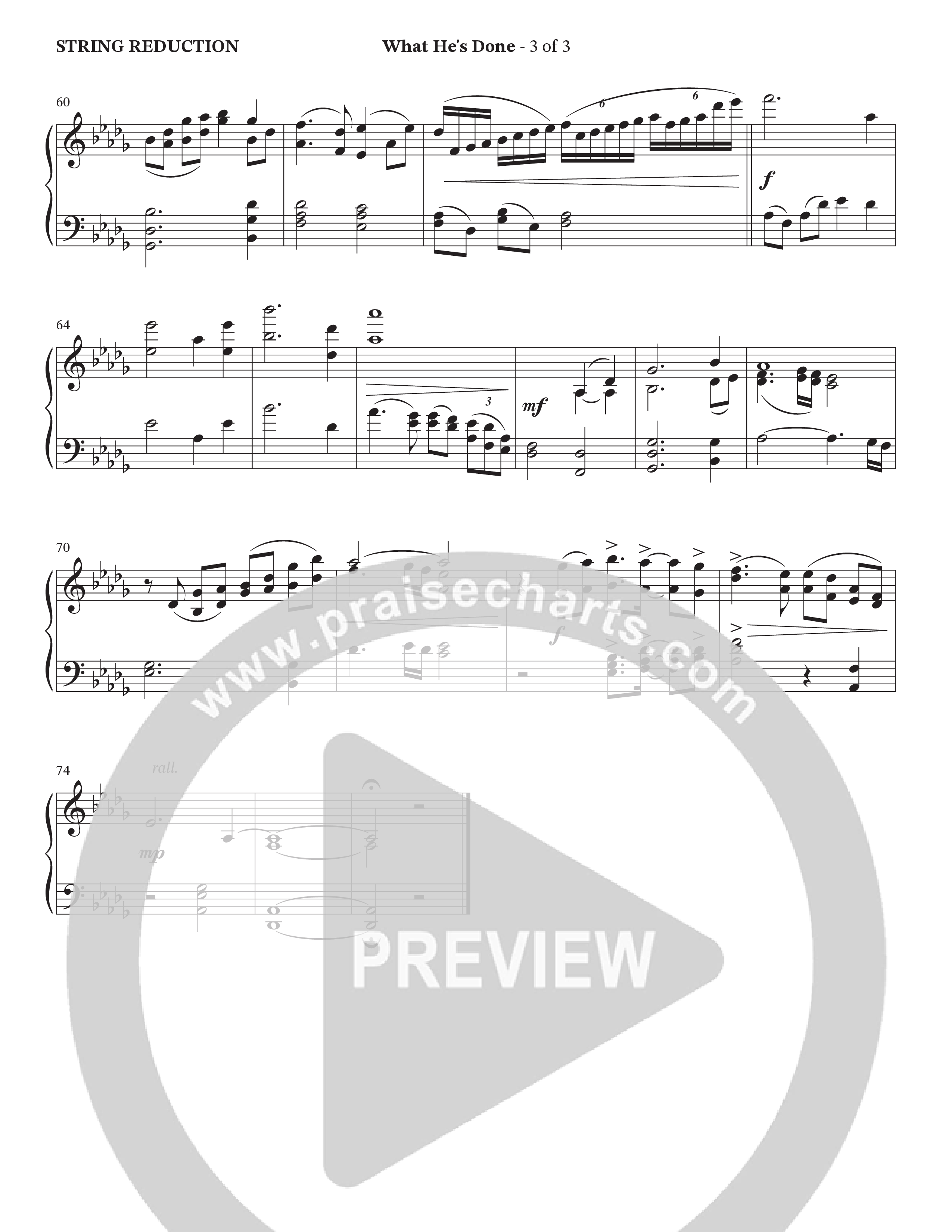What He's Done (Choral Anthem SATB) String Reduction (The Brooklyn Tabernacle Choir / Arr. Carol Cymbala / Orch. J. Daniel Smith)