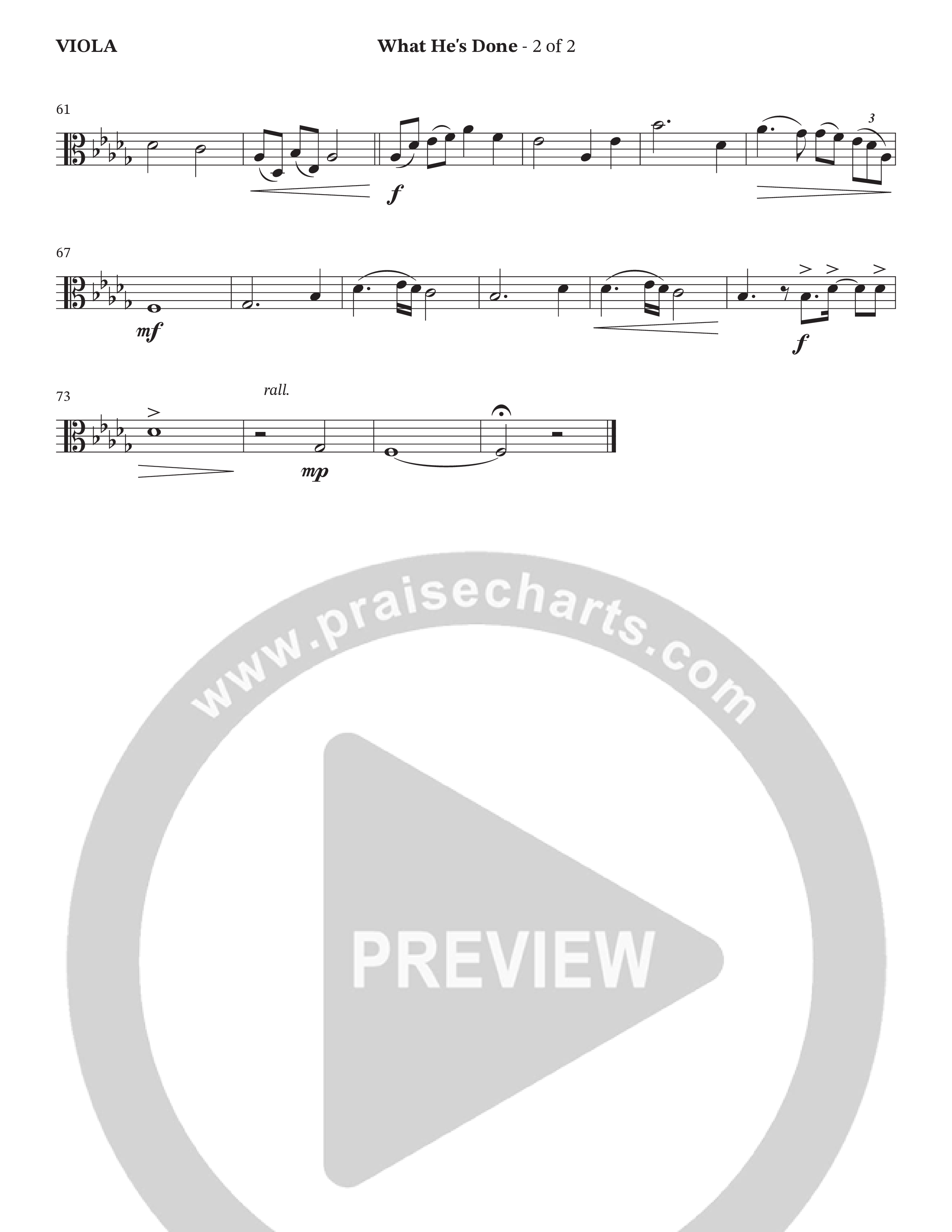 What He's Done (Choral Anthem SATB) Viola (The Brooklyn Tabernacle Choir / Arr. Carol Cymbala / Orch. J. Daniel Smith)