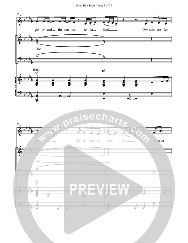 What He's Done (Choral Anthem SATB) Anthem (SATB/Piano) (The Brooklyn Tabernacle Choir / Arr. Carol Cymbala / Orch. J. Daniel Smith)