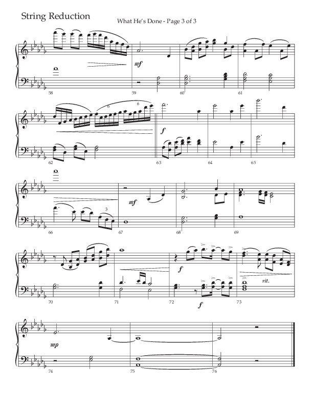 What He's Done (Choral Anthem SATB) String Reduction (The Brooklyn Tabernacle Choir / Arr. Carol Cymbala / Orch. J. Daniel Smith)
