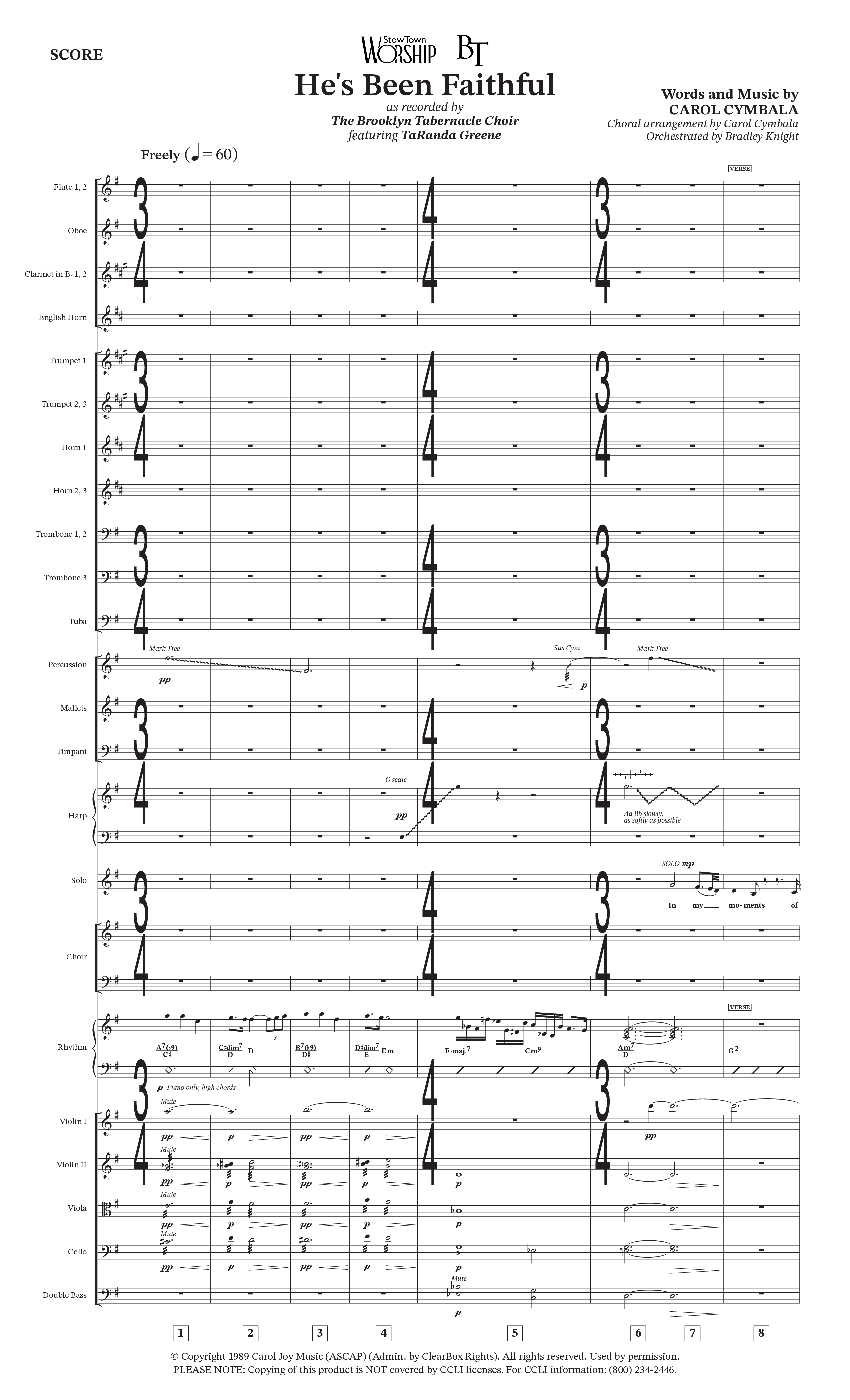 He’s Been Faithful (Choral Anthem SATB) Conductor's Score (The Brooklyn Tabernacle Choir / TaRanda Greene / Arr. Carol Cymbala / Orch. Bradley Knight)