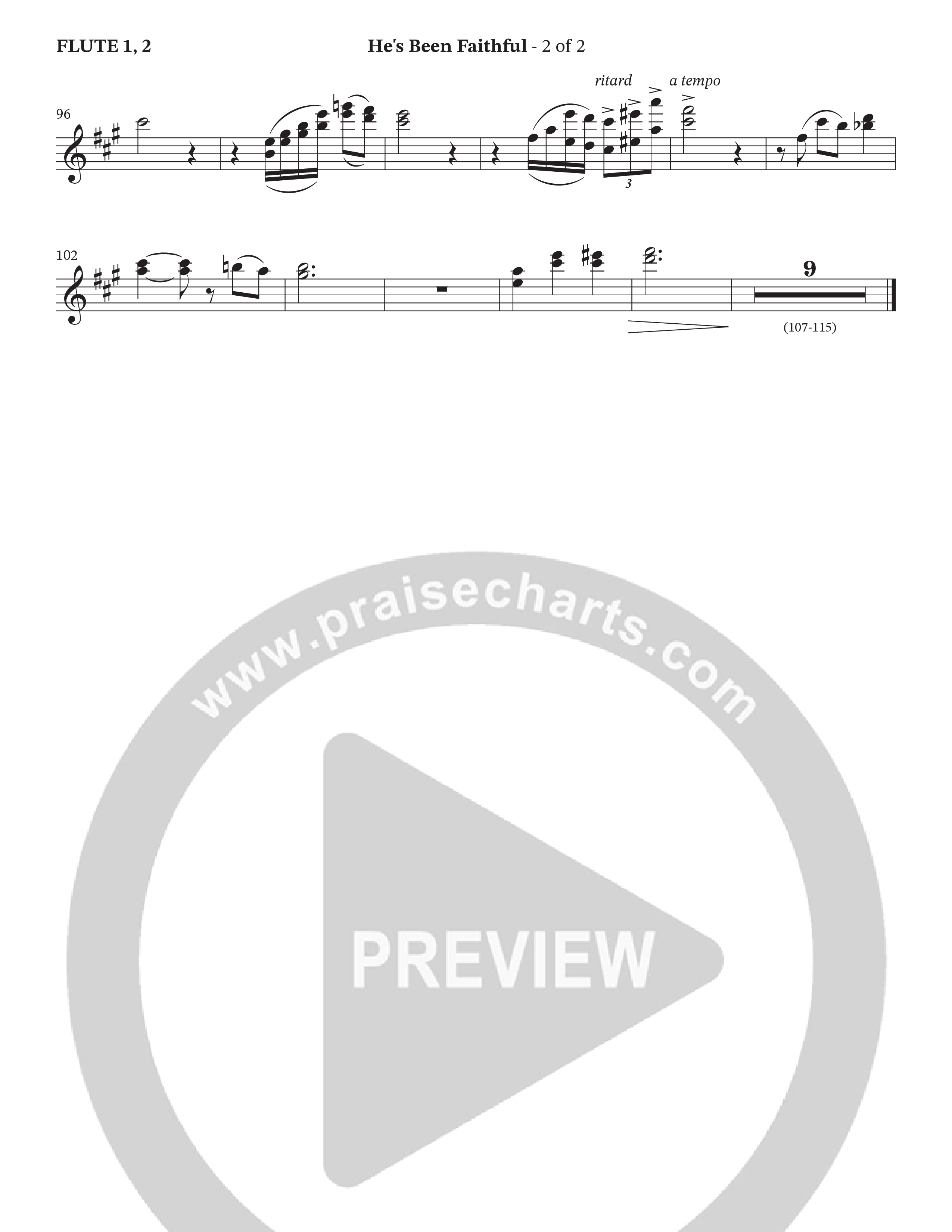 He’s Been Faithful (Choral Anthem SATB) Flute 1/2 (The Brooklyn Tabernacle Choir / TaRanda Greene / Arr. Carol Cymbala / Orch. Bradley Knight)