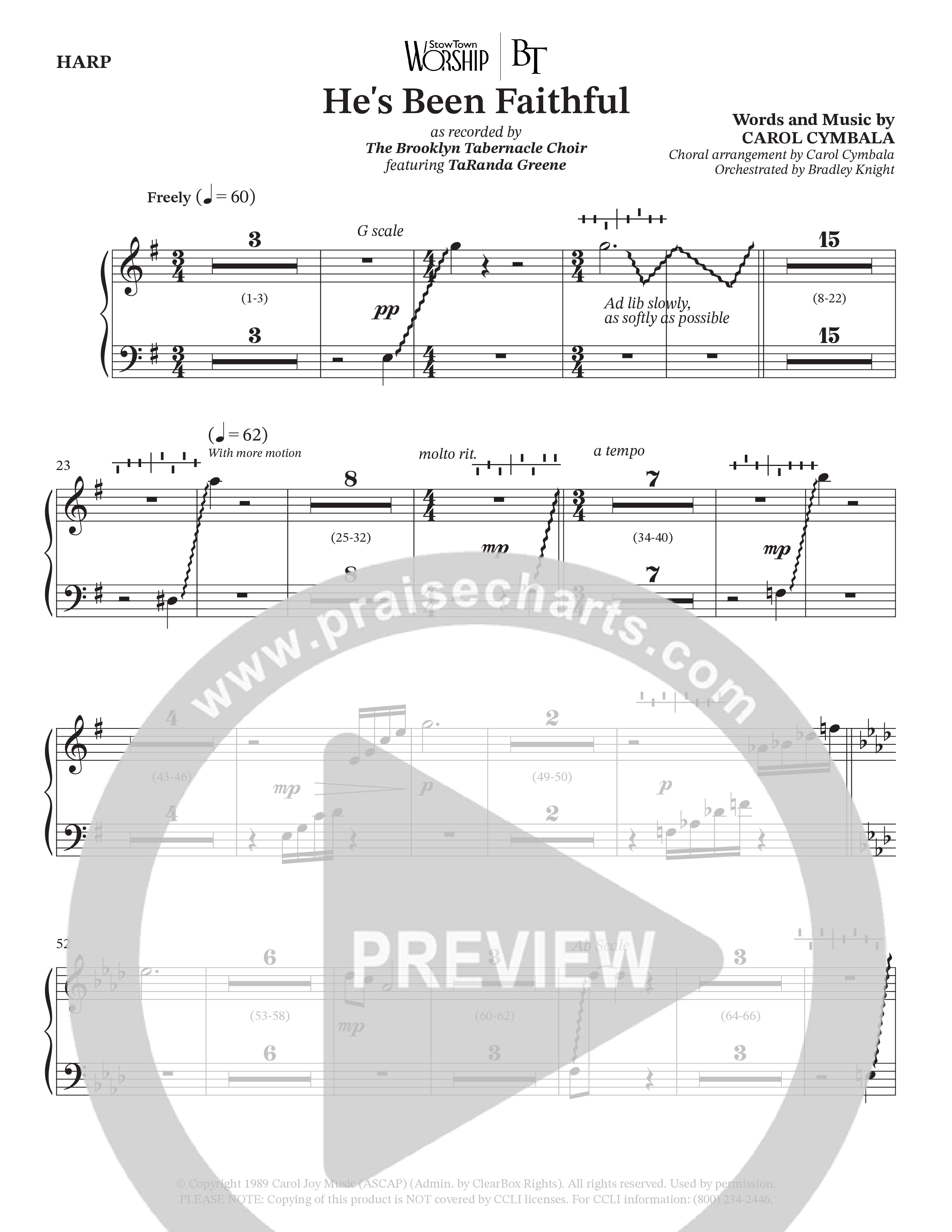 He’s Been Faithful (Choral Anthem SATB) Harp (The Brooklyn Tabernacle Choir / TaRanda Greene / Arr. Carol Cymbala / Orch. Bradley Knight)