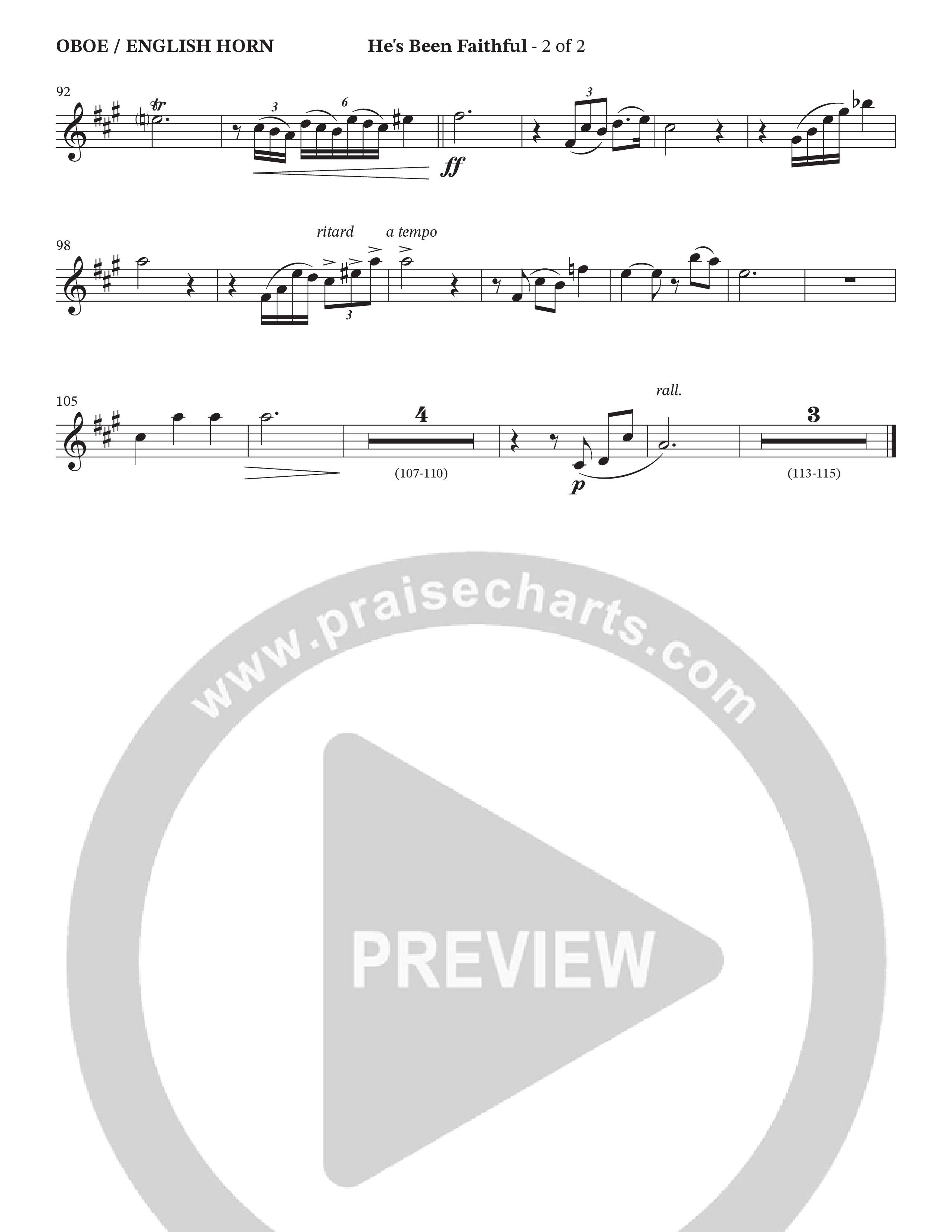 He’s Been Faithful (Choral Anthem SATB) Oboe (The Brooklyn Tabernacle Choir / TaRanda Greene / Arr. Carol Cymbala / Orch. Bradley Knight)