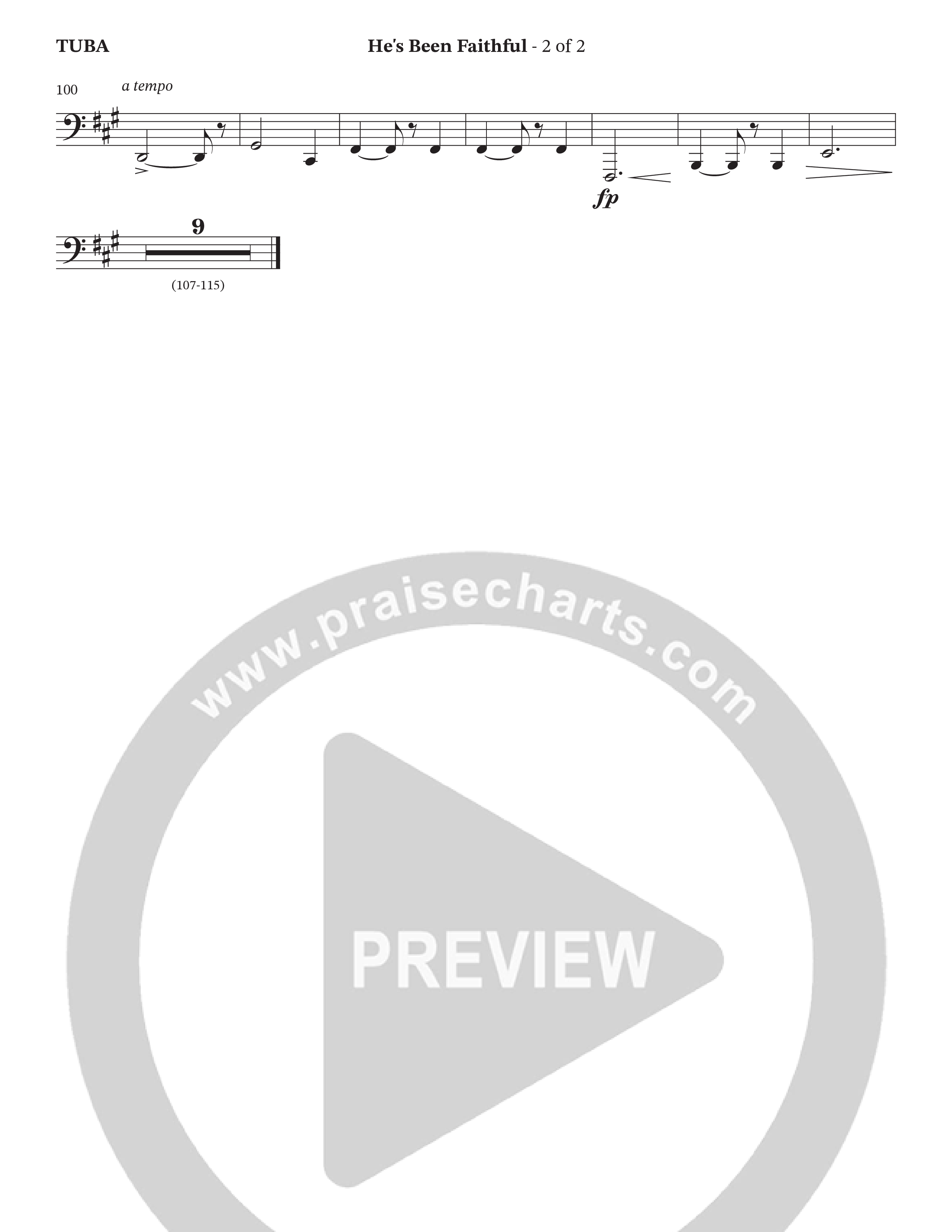 He’s Been Faithful (Choral Anthem SATB) Tuba (The Brooklyn Tabernacle Choir / TaRanda Greene / Arr. Carol Cymbala / Orch. Bradley Knight)