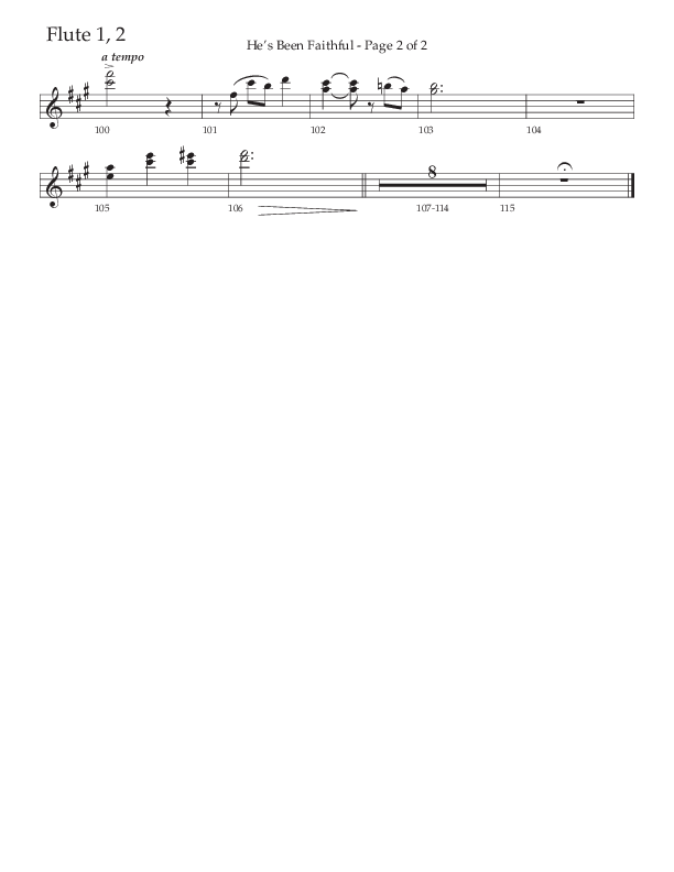 He’s Been Faithful (Choral Anthem SATB) Flute 1/2 (The Brooklyn Tabernacle Choir / TaRanda Greene / Arr. Carol Cymbala / Orch. Bradley Knight)