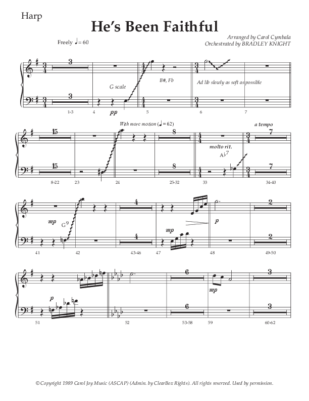 He’s Been Faithful (Choral Anthem SATB) Harp (The Brooklyn Tabernacle Choir / TaRanda Greene / Arr. Carol Cymbala / Orch. Bradley Knight)