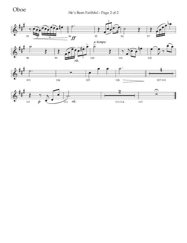 He’s Been Faithful (Choral Anthem SATB) Oboe (The Brooklyn Tabernacle Choir / TaRanda Greene / Arr. Carol Cymbala / Orch. Bradley Knight)