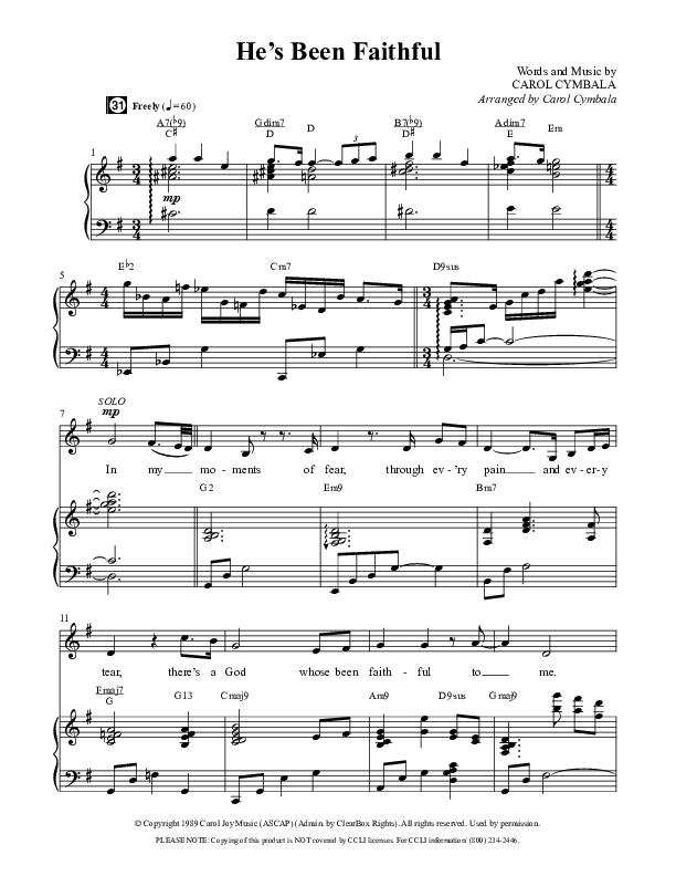 He’s Been Faithful (Choral Anthem SATB) Anthem (SATB/Piano) (The Brooklyn Tabernacle Choir / TaRanda Greene / Arr. Carol Cymbala / Orch. Bradley Knight)