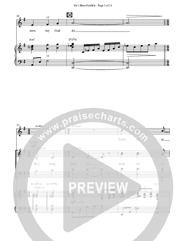 He’s Been Faithful (Choral Anthem SATB) Anthem (SATB/Piano) (The Brooklyn Tabernacle Choir / TaRanda Greene / Arr. Carol Cymbala / Orch. Bradley Knight)