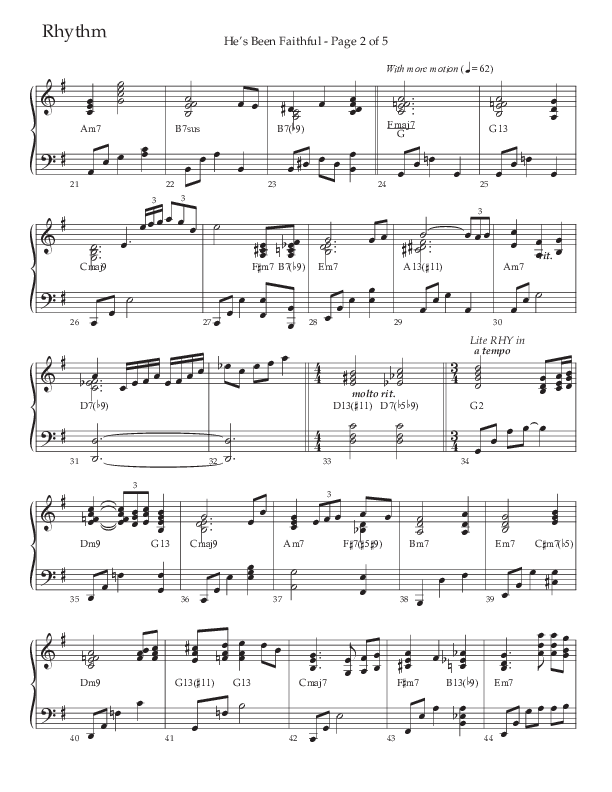 He’s Been Faithful (Choral Anthem SATB) Rhythm Chart (The Brooklyn Tabernacle Choir / TaRanda Greene / Arr. Carol Cymbala / Orch. Bradley Knight)