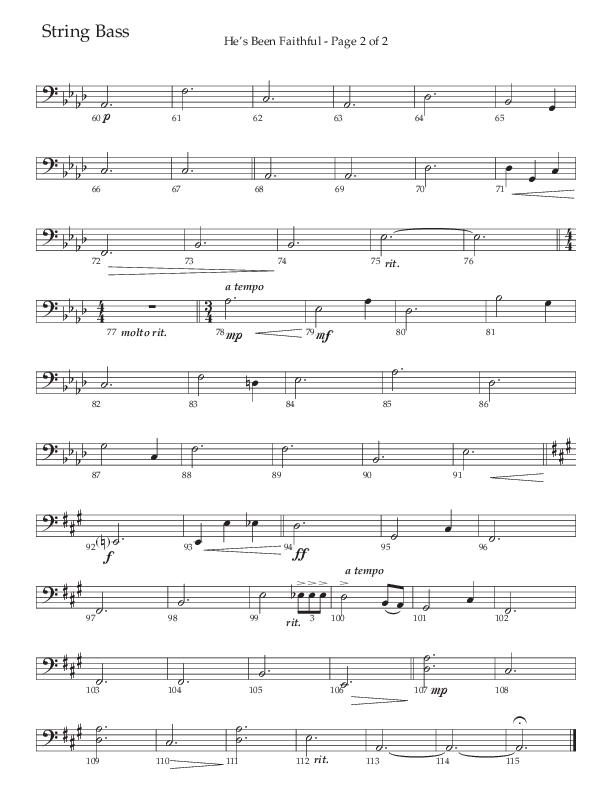 He’s Been Faithful (Choral Anthem SATB) String Bass (The Brooklyn Tabernacle Choir / TaRanda Greene / Arr. Carol Cymbala / Orch. Bradley Knight)