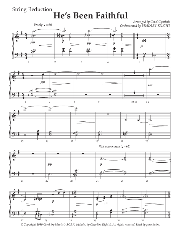 He’s Been Faithful (Choral Anthem SATB) String Reduction (The Brooklyn Tabernacle Choir / TaRanda Greene / Arr. Carol Cymbala / Orch. Bradley Knight)