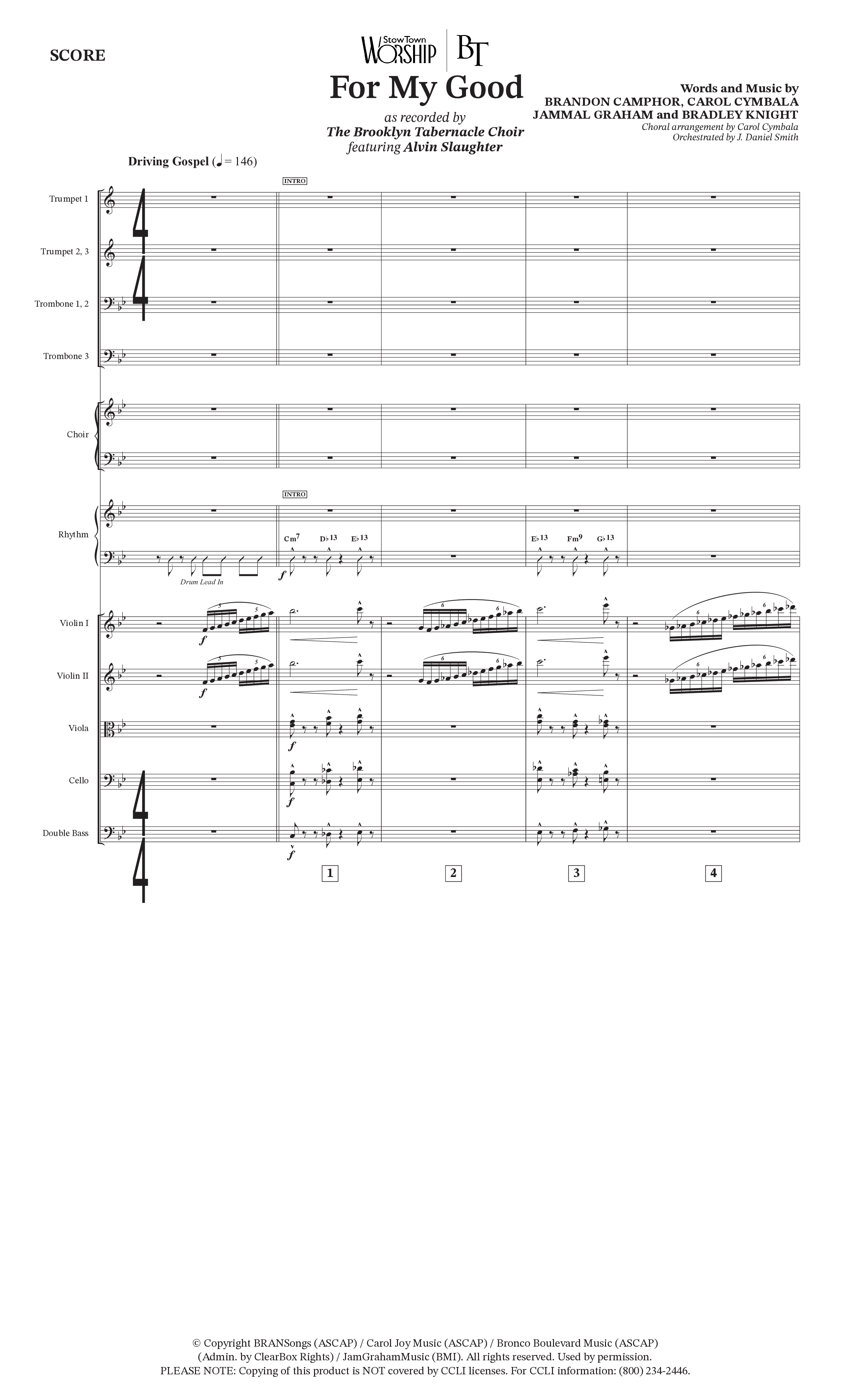 For My Good (Choral Anthem SATB) Conductor's Score (The Brooklyn Tabernacle Choir / Alvin Slaughter / Arr. Carol Cymbala / Orch. J. Daniel Smith)