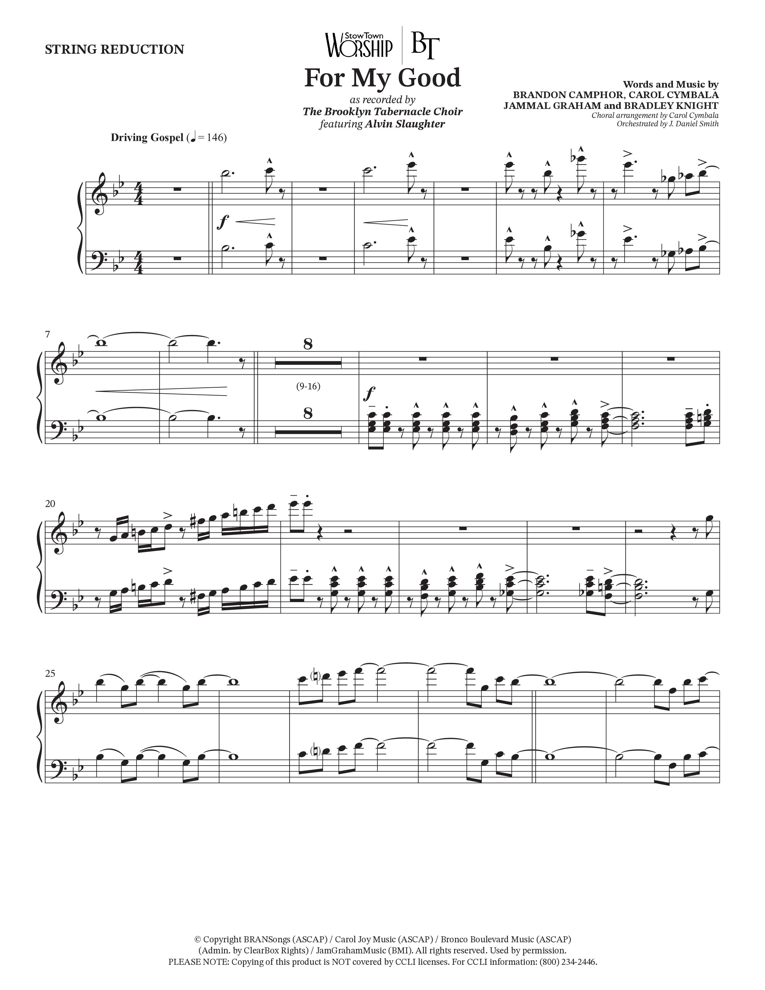 For My Good (Choral Anthem SATB) String Reduction (The Brooklyn Tabernacle Choir / Alvin Slaughter / Arr. Carol Cymbala / Orch. J. Daniel Smith)
