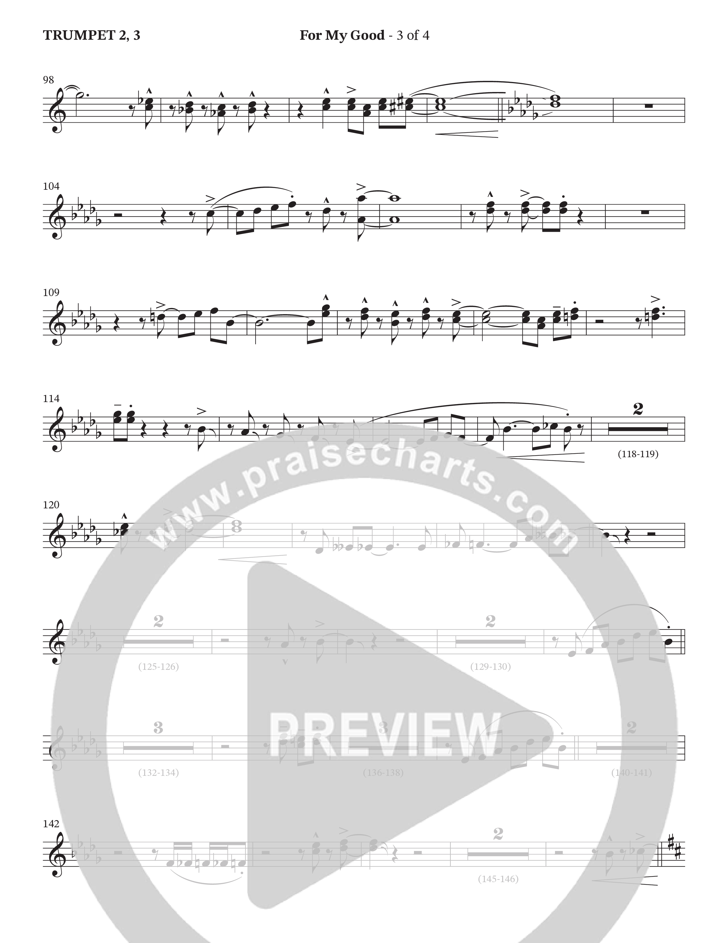 For My Good (Choral Anthem SATB) Trumpet 2/3 (The Brooklyn Tabernacle Choir / Alvin Slaughter / Arr. Carol Cymbala / Orch. J. Daniel Smith)
