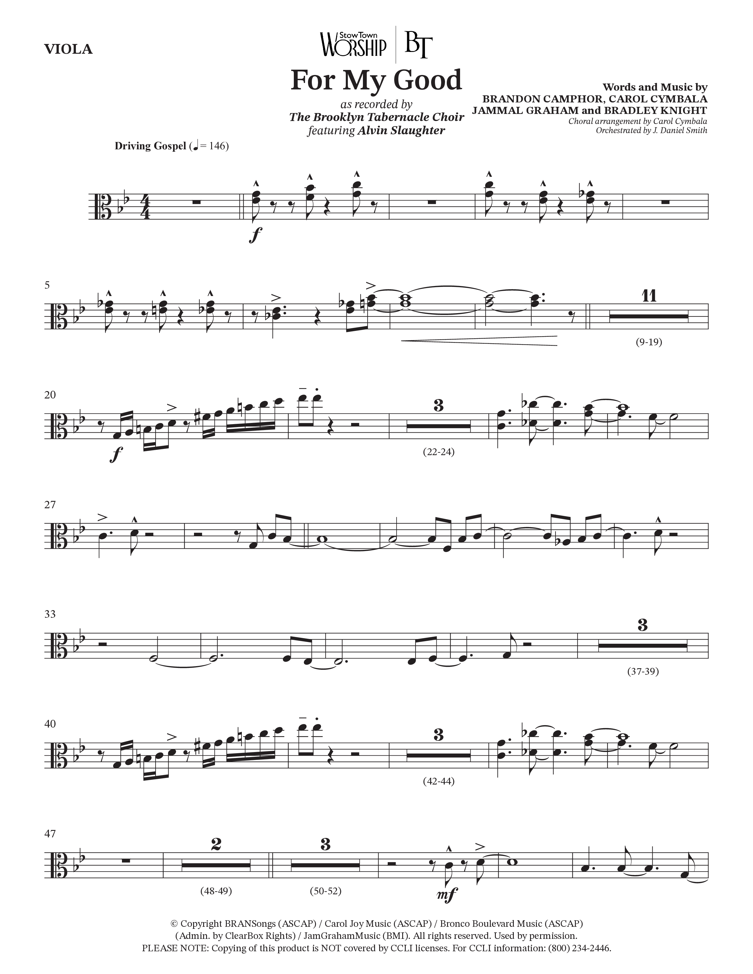 For My Good (Choral Anthem SATB) Viola (The Brooklyn Tabernacle Choir / Alvin Slaughter / Arr. Carol Cymbala / Orch. J. Daniel Smith)