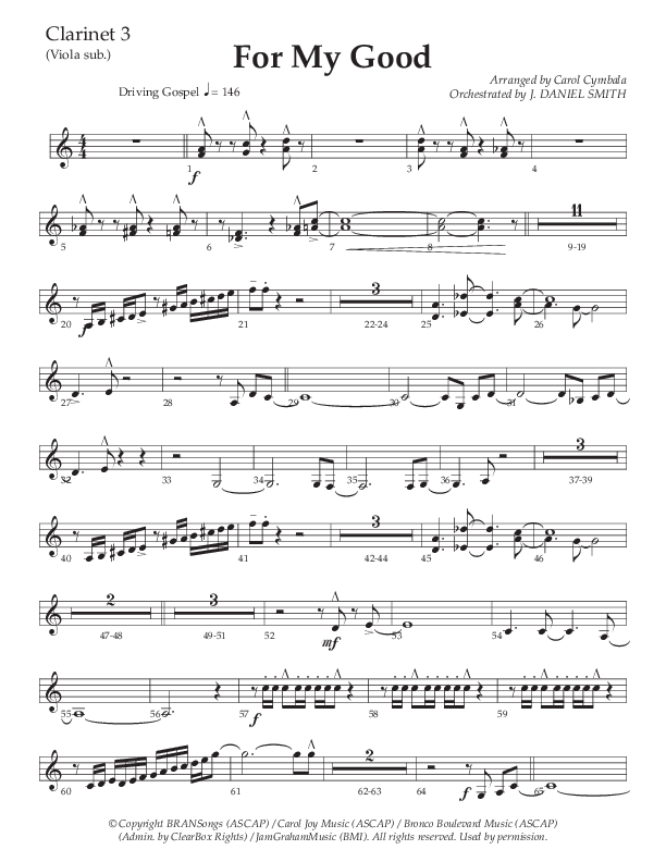 For My Good (Choral Anthem SATB) Clarinet 3 (The Brooklyn Tabernacle Choir / Alvin Slaughter / Arr. Carol Cymbala / Orch. J. Daniel Smith)
